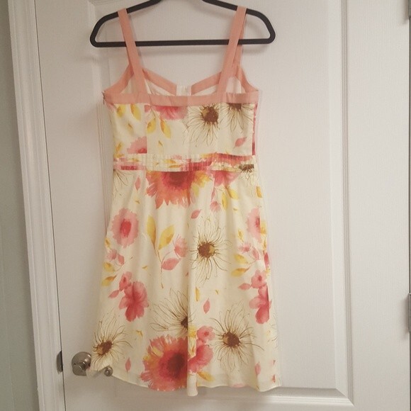 Ann Taylor Petite Cream Pink Floral Sun Dress - Picture 4 of 5